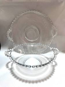 lot 10 image: Two Vintage Imperial Glass Candlewick Pieces 9 Bowl and 11 Platter