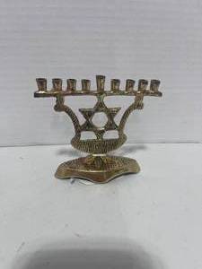 lot 97 image: 3 Miniature Brass Menora