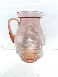 lot 4 image: Antique Dunbar Pink Depression Applied Handle Pitcher