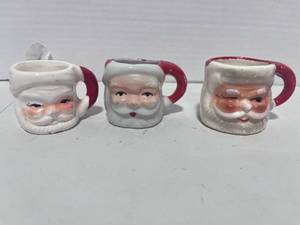 lot 112 image: 3 Vintage Mini Santa Mugs One Marked Japan