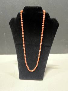 Coral Bead Necklace with 14K Gold Clasp