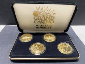 Set of 4 Grand Casino Mille Lacs Hinckley 1998-1999 Collector Coins in Display Case