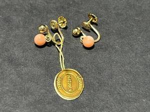 14K Gold Genuine Coral Screw Back Earrings