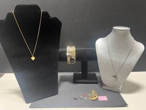 lot 38 image: Sterling Silver US Navy Jewelry Lot Necklaces, Bracelets, Pins, and Charms