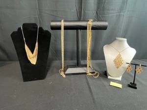 lot 48 image: Collection of Vintage Gold-Tone Jewelry Including S. Coventry Necklace and Earrings