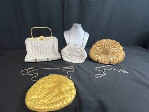lot 89 image: Set of 4 Vintage Beaded Evening Bags with Chain Straps