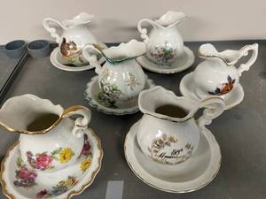 lot 110 image: Set of 5 Vintage Porcelain Miniature Pitcher and Bowl Sets, Japan and Enesco