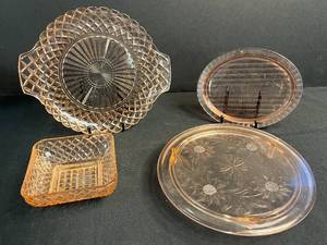 lot 111 image: Collection of Vintage Pink Depression Glass Dishes and Plates