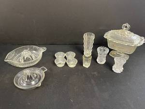 lot 145 image: Collection of Vintage Pressed Glass Kitchenware and Tableware Pieces