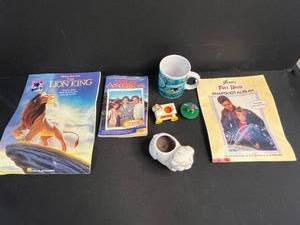 lot 150 image: Mixed Lot Vintage Mug, Ceramic Dog Planter, Books, and Toys