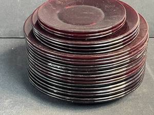 lot 167 image: Set of Vintage Ruby Red Glass Plates Assorted Sizes