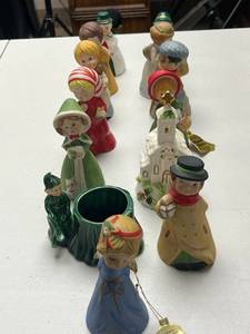 lot 181 image: Set of Vintage Christmas Figurine Bells and Decor Assortment