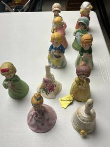 lot 183 image: Collection of Vintage Porcelain Girl Figurine Bells by Jasco and Others