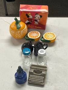 lot 185 image: Collection of 5 Novelty and Vintage Salt and Pepper Shaker Sets Including Disney Mickey and Minnie