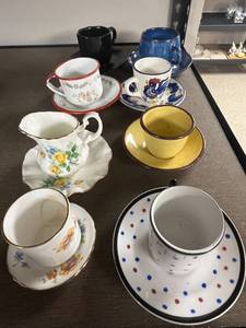 lot 193 image: Collection of Vintage Teacups and Saucers - Royal Chelsea, Royal Dover, and More