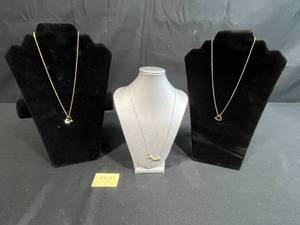 lot 203 image: Set of 3 14K Gold-Filled Heart Pendant Necklaces