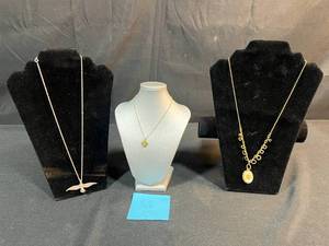 lot 204 image: Set of 3 Vintage 12K Gold-Filled Necklaces Assorted Pendants