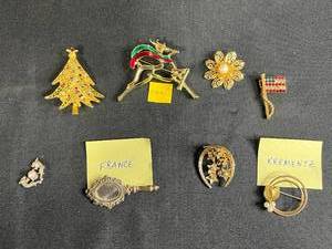 lot 210 image: Vintage Brooch and Pin Collection Featuring Krementz, France, and Holiday Designs
