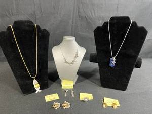 lot 224 image: Jewelry Collection Necklaces, Earrings, Rings, and Brooches with Pearl and Sterling Accents