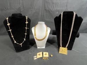 lot 226 image: Collection of Vintage Gold-Tone Necklaces and Assorted Pins