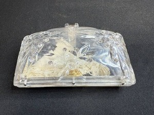 lot 54 image: Vintage Clear Lucite Clutch Purse with Rhinestone Accents