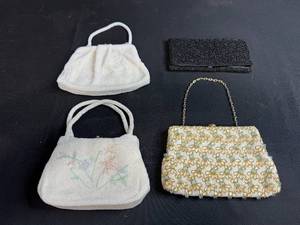 lot 65 image: Collection of 4 Vintage Beaded Evening Bags and Clutch Purses