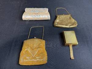 lot 66 image: Set of 4 Vintage Evening Bags and Clutches Including Whiting & Davis Mesh Purse