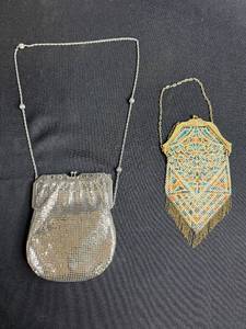 lot 67 image: Set of 2 Vintage Mesh Evening Purses with Chains - Art Deco Style
