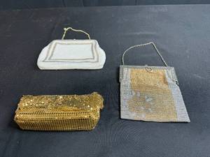 lot 77 image: Set of 3 Vintage Evening Bags and Purses with Beaded and Mesh Design