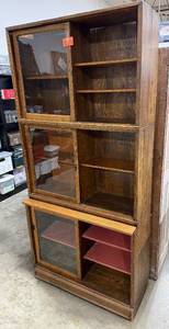 lot 8 image: Danner Barrister Wood Bookcase with Glass Doors 78x37x14 Inches