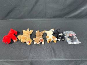lot 20 image: Set of 6 TY Beanie Babies Plush Animals Including Sealed Black Cat