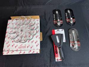 lot 57 image: Fantasia Fine Crystal Egg Plate, 3 Tea Infusers, and Jar Opener Set