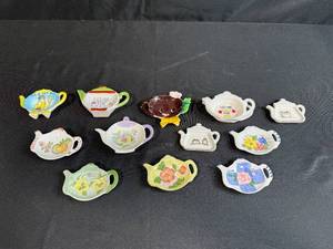 lot 63 image: Collection of Decorative Porcelain Tea Bag Holders Assorted Designs