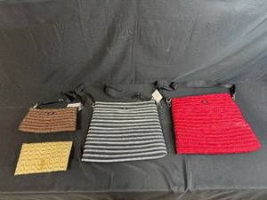 lot 64 image: Collection of 4 BAM Bags Zipper Purses and Patterned Clutch