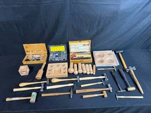 lot 84 image: Collection of Jewelry Making and Metalworking Tools with Hammers and Dapping Sets