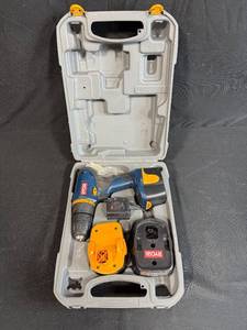 lot 98 image: Ryobi 12V Cordless Drill Set with Case, Batteries, and Charger