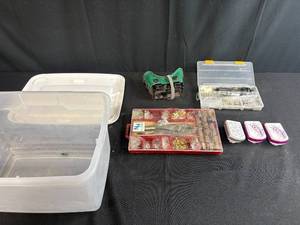 lot 147 image: Assorted Hand Tools, Organizers and Plastic Bin Lot