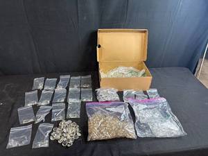 lot 158 image: Large Lot of Assorted Vintage Clear Chandelier Crystals and Prisms