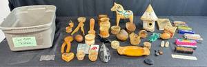 lot 164 image: Collection of Vintage Harmonicas, Carved Boxes, Pipes, Booklet, and Decorative Items