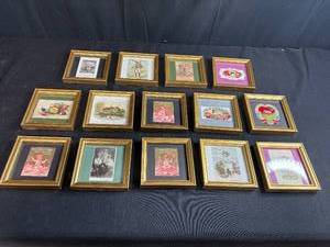 lot 173 image: Collection of Framed Victorian Trade Cards and Die-Cut Prints