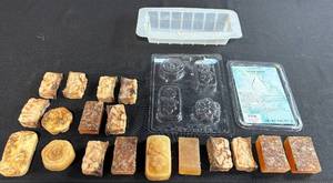 lot 193 image: Assorted Handmade Soap Bars with Molds and Clear Glycerin Soap Base