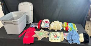 lot 194 image: Large Bin of Vintage Fabric, Trims, and Sewing Materials Assortment