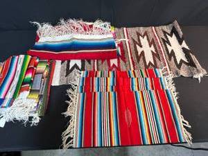 lot 132 image: Collection of VTG Southwestern and Mexican Style Woven Table Runners and Mats