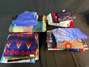 lot 136 image: Collection of VTG Assorted Patterned Blankets and Fabric PiecesTextiles