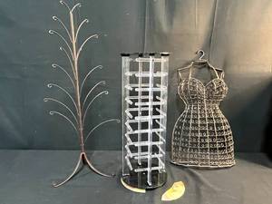 lot 215 image: Set of 3 Jewelry Display Stands including Dress Form, Tree Stand, and Rotating Rack