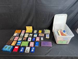 lot 115 image: Large Collection of Vintage and Assorted Playing Card Decks in Storage Bin