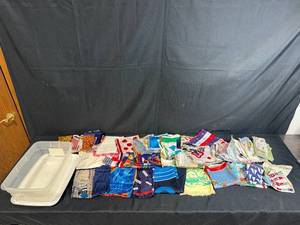lot 117 image: Collection of Vintage and Decorative Handkerchiefs and Scarves