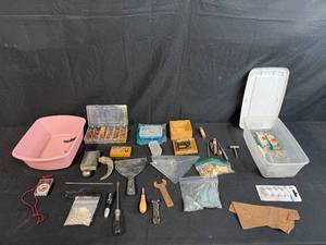 lot 128 image: Mixed Lot of Hand Tools, Hardware, Electrical Parts and Workshop Supplies
