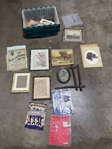 lot 230 image: Collection of Vintage Sheet Music, Prints, and Framed Artwork in Storage Tote