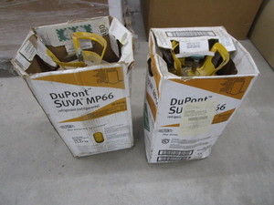 lot 262 image: (2) MP66 Refrigerant Bottles (1) Full (1) Partial